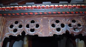 Ornamental woodwork over the door into the vestry February 2010